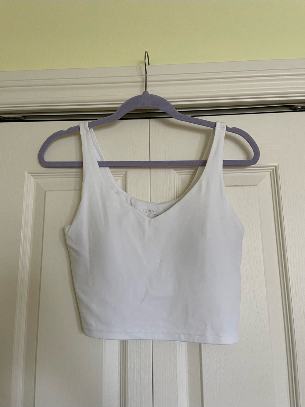Aerie 2x offline padded no bra cropped tank (white & blue)